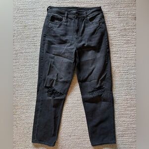 American Eagle Outfitters Black Distressed Mom Jeans